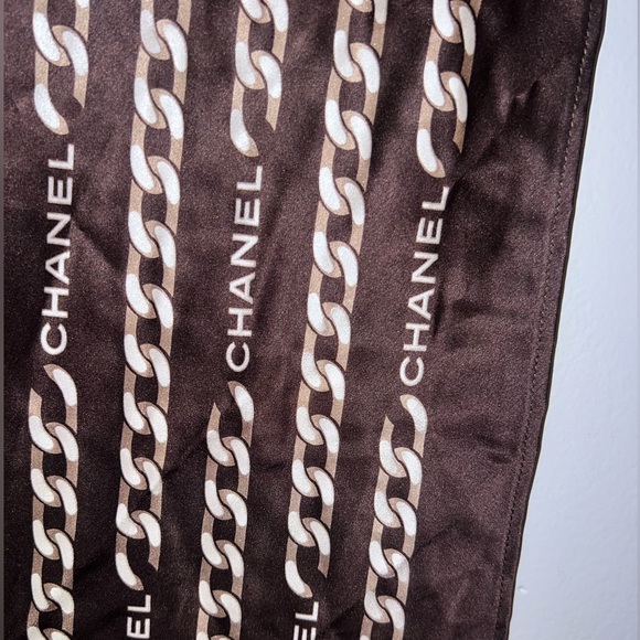 EUC CHANEL Silk Scarf Brown - Picture 3 of 5